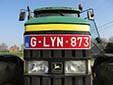 Agricultural and forestry vehicle's plate. Vehicles with<br>these red 'G-plates' are allowed to use 'red diesel'.