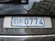 Plate for staff of the institutions of the European Union (old style)<br>EUR = European Union