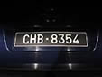 Plate for official vehicles belonging to SHAPE<br>(Supreme Headquarters Allied Powers Europe).<br>CHB = Casteau, Hainault, Belgique