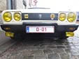 Personalized old-timer plate (front). O = old-timer<br>Personalized old-timer plates have an old-timer sticker on the rear plate and do not necessarily begin with a letter O. Front plates are not issued by the government and may look slightly different from rear plates (e.g. no CV logo, different material). However, regulations are much more strict than they were for the old style front plates.