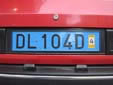 Diplomatic plate with a validation sticker.<br>Since 2010, validation stickers are not used anymore.<br>DL = Russia. 2nd 'D' = Private vehicles of administrative and technical personnel