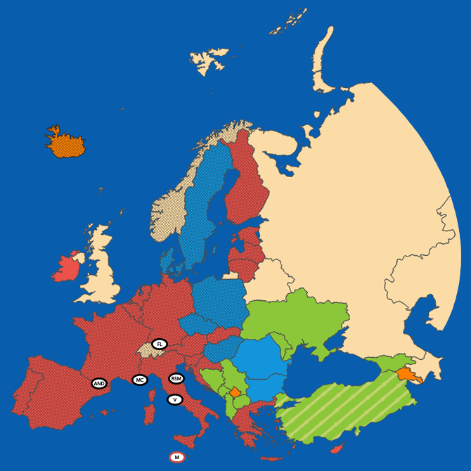 Mappa con cui selezionare i paesi europei della collezione €uroplates