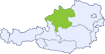 Map of Austria with Oberösterreich