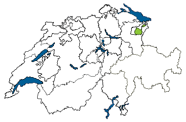 Map of Switzerland with Appenzell Innerrhoden