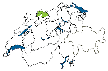 Map of Switzerland with Basel Land