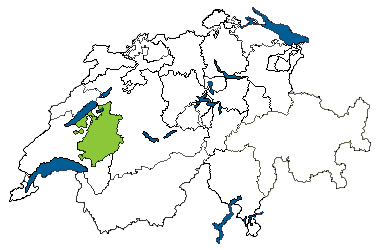 Map of Switzerland with Freiburg