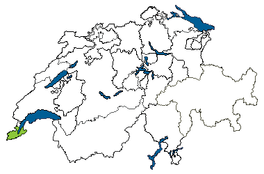 Map of Switzerland with Genève