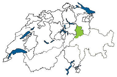 Map of Switzerland with Glarus