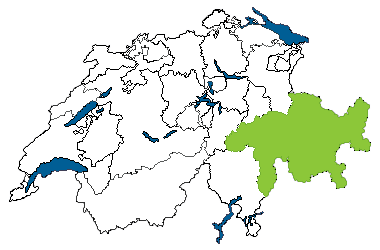 Map of Switzerland with Graubünden