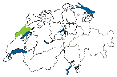 Map of Switzerland with Neuchâtel