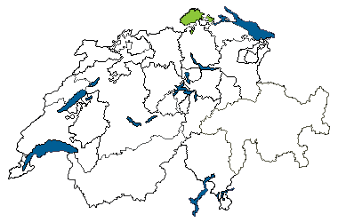 Map of Switzerland with Schaffhausen