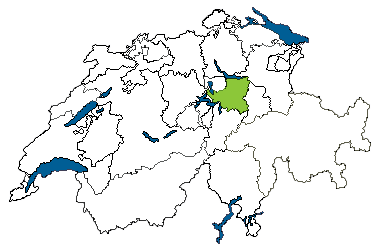 Map of Switzerland with Schwyz