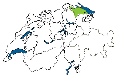 Map of Switzerland with Thurgau