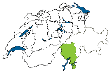 Map of Switzerland with Ticino