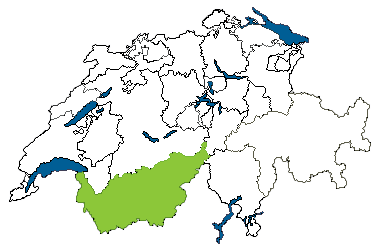 Map of Switzerland with Valais