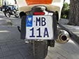 Police motorcycle plate<br>MB = Ministria e Brendshme (Ministry of Interior)