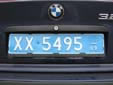 Plate for temporarily imported vehicle's (XX), valid until the end of 2009