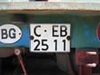 Trailer plate (old style). C = Sofia. E = trailer