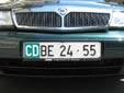 Diplomatic plate for embassies and consulates (white on green)<br>CD = Corps Diplomatique / Diplomatic Corps. BE = Bern