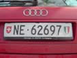 Normal plate (rear). NE = Neuchâtel