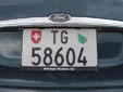 Normal plate (rear). TG = Thurgau
