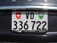 Normal plate (rear). VD = Vaud