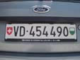 Normal plate (rear). VD = Vaud