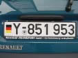 Military plate. Y = Bundeswehr (Army)