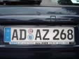 US Forces in Germany. AD = private vehicles<br>These plates are no longer issued. These cars now have standard<br>German plates, because of privacy and security reasons.