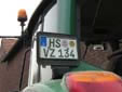 Road tax free plate, small size for agricultural vehicles<br>HS = Heinsberg