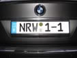 Plate of the official car of the Prime Minister of the federal state<br>of Nordrhein-Westfalen. NRW = Nordrhein-Westfalen<br>Submitted by Michel Bloi (Netherlands)