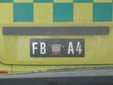 Frederiksberg (FB) Fire Department's plate. A = Ambulance
