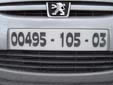 Normal plate (front). 03 = Laghouat<br>105 = private car (1) from 2005 (05)