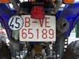 Special vehicle's plate (old style). B = Barcelona<br>VE = Vehículos Especiales (special vehicles)