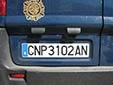 Police vehicle's plate<br>CNP = Cuerpo Nacional de Policía (National Police Corps)