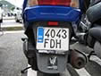 Motorcycle plate with an unofficial EH sticker<br>EH = Euskal Herria / Basque Country