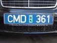 Diplomatic plate (old style). CMD = Chef de Mission<br>Diplomatique / Head of the Diplomatic Mission
