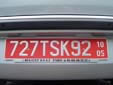 Temporary plate; valid until the end of October 2005<br>92 = Hauts-de-Seine