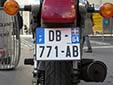 Motorcycle plate with an unofficial 'Pays Basque' sticker<br>64 = Pyrénées-Atlantiques
