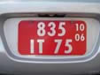 Temporary plate; valid until the end of October 2006<br>IT = Importation Temporaire. 75 = Paris