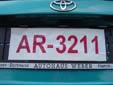 Transfer plate (used for driving an unregistered vehicle<br>to e.g. a repair shop or an inspection site)