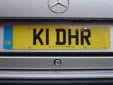 Personalized plate (rear) with an optional euroband<br>K = registered between August 1992 and July 1993<br>HR = Swindon, but this coding does not apply to personalized plates