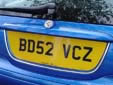 Specially shaped normal plate (rear). BD = Birmingham<br>52 = registered between September 2002 and February 2003