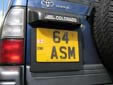 Personalized plate (rear) with an unofficial, but permitted,<br>ENG band. ENG = England. SM = Dumfriesshire,<br>but this does not apply to personalized plates
