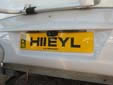 Personalized plate (rear) with an Irish euroband<br>H = registered between August 1990 and July 1991<br>YL = London, but this does not apply to personalized plates