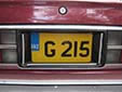 Personalized plate (rear, small size). G = Gibraltar