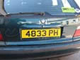 Personalized plate (rear). PH = Surrey, but this coding<br>does not apply to personalized plates