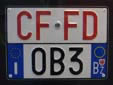 Forestry Corps vehicle's plate (rear) for the<br>autonomous province of South Tyrol<br>CF = Corpo Forestale / FD = Forst Dienst (Forestry Corps)<br>BZ = Bozen (Bolzano)