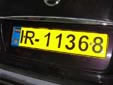 Plate for driving outside Iran (old style). IR = Iran