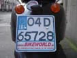 Motorcycle plate. 04 = first registered in 2004<br>D = Dublin (Baile Átha Cliath)